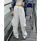 High-waist Plain Loose-fit Cargo Pants