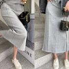 Zip-back Long H-line Skirt Gray - One Size