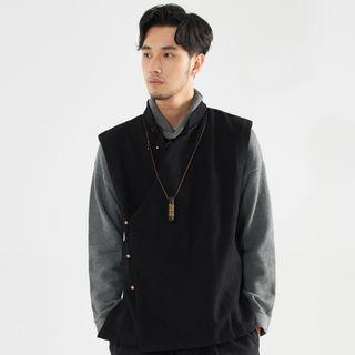 Mandarin Collar Buttoned Padded Vest