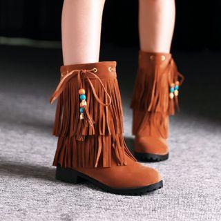 Fringed Mid-calf Boots