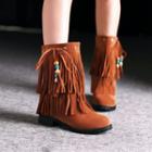 Fringed Mid-calf Boots