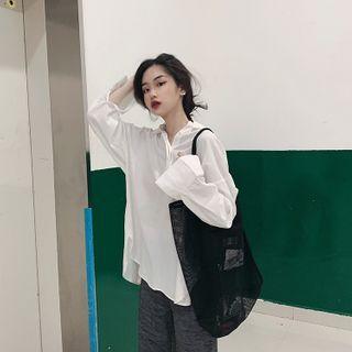 Open Back Plain Loose-fit Shirt