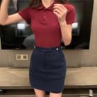 Short-sleeve Polo Shirt / Pencil Skirt