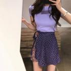 Short-sleeve T-shirt / Floral Mini Skirt