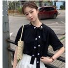 Heart Tie Neck Short-sleeve T-shirt