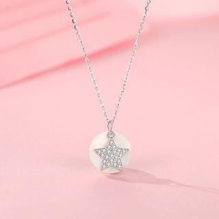 925 Sterling Silver Shell Star Pendant Necklace