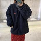 Oversize Zip Jacket / Plaid Midi Straight-fit Skirt