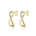 Fashion Simple Plated Gold Number 8 Cubic Zirconia Stud Earrings Golden - One Size