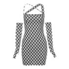 Plaid Long-sleeve Mini Bodycon Dress