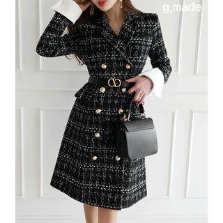 Double-breasted Tweed Midi A-line Coatdress