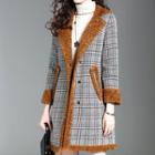 Plaid Fleece-lined Lapel Coat