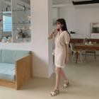 Contrast-trim Knit Cardigan & Miniskirt Set