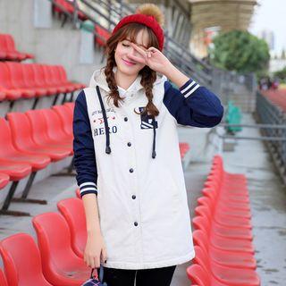 Letter Embroidered Hooded Coat