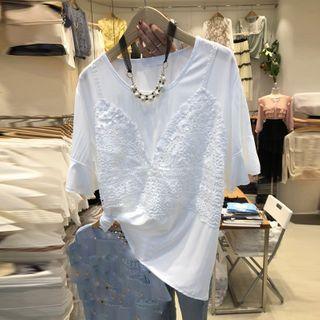Inset Lace Camisole Short-sleeve Tee