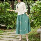 Traditional Chinese Set: 3/4-sleeve Top+skirt