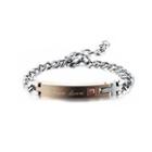 Fashion Simple Rose Gold Geometric Rectangular 316l Stainless Steel Bracelet With Pink Cubic Zirconia Silver - One Size