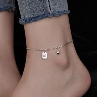 Lettering Tag Pendant Sterling Silver Anklet Silver - One Size