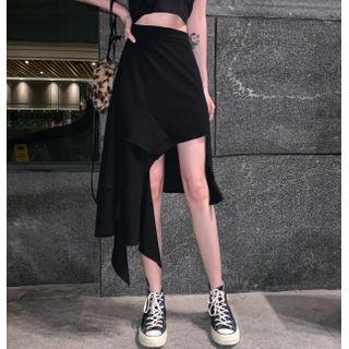 High-waist Irregular Hem A-line Skirt