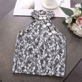 Halter-neck Floral Lace Cropped Camisole Top