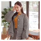 Faux-pearl Button Houndstooth Jacket