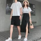 Couple Matching Short-sleeve Embroidered T-shirt / Shorts / Midi Skirt