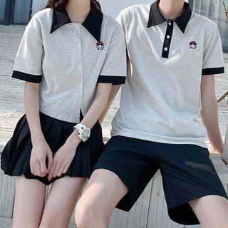 Couple Matching Two-tone Short-sleeve T-shirt / Polo Shirt / Skirt