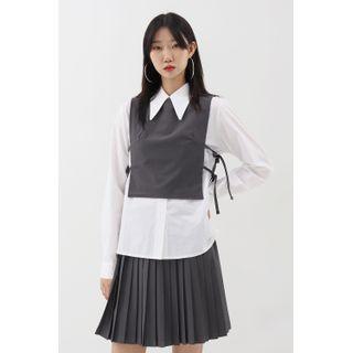 Sleeveless Tie-side Crop Top Charcoal Gray - One Size