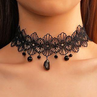 Faux Crystal Pendant Lace Choker (various Designs)