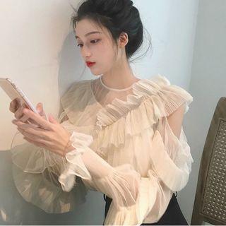 Ruffle Long-sleeve Loose-fit Top