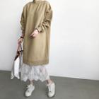 Lace-hem Brushed-fleece Lined Maxi Pullover Dress