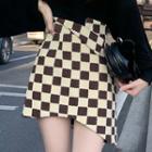 High-waist Asymmetrical Checkerboard Mini Skirt