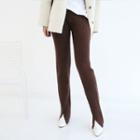 Slit-front Rib-knit Pants