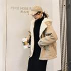 Faux Shearling Hooded Double-breasted Jacket