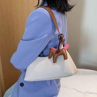 Horse Charm Faux Leather Shoulder Bag