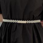 Faux Pearl Slim Belt Pearl White - One Size