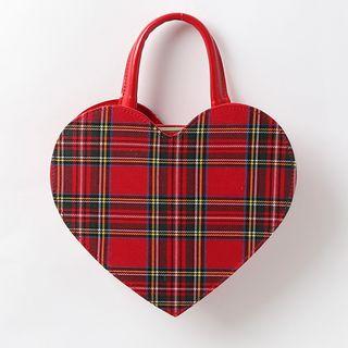 Check Heart-shape Tote