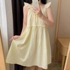 Sleeveless Ruffle A-line Dress Light Yellow - One Size