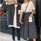Plaid Long-sleeve Shirt / Midi A-line Skirt