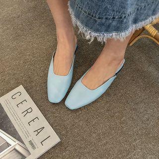 Square-toe Sheepskin Flat Mules