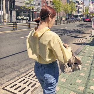 Button-back Patel Color Shirt