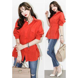 Long-sleeve Lace-up Side Shirt