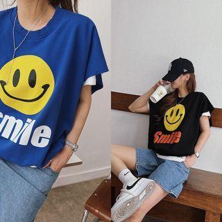 Smiley-print Oversize Sweat Vest