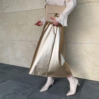 Flared Maxi Pleather Skirt