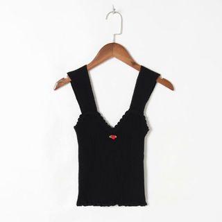 Flower Accent Crop Tank Top