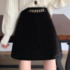 Chain-accent Mini A-line Skirt