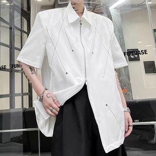 Short Sleeve Stud Zip Jacket
