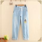 Penguin Embroidered Straight-leg Jeans