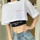 Set: Elbow-sleeve Cropped T-shirt + Lettering Tank Top