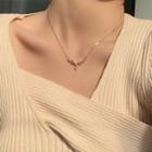 Deer Horn Rhinestone Pendant Alloy Necklace 1 Pc - Necklace - Gold - One Size
