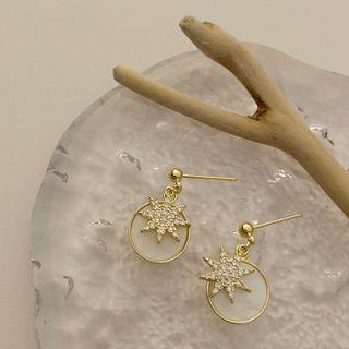 Rhinestone Star Shell Earring Gold - One Size